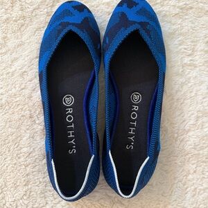 EXCEEDINGLY RARE 🦄 UNICORN Rothy's Blue Camo Flats | White Halo | Size 9.5